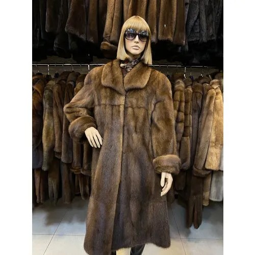 Шуба NO NAME, норка, размер 58/60, коричневый