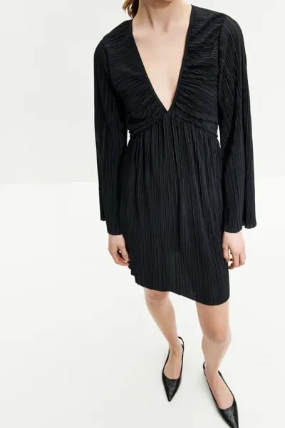 Плиссированное платье из джерси H&M, черный