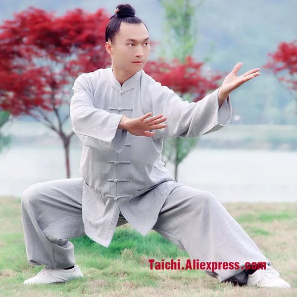Мужская льняная Униформа ручной работы с длинным рукавом тайчи Wushu кунг-фу Шаолинь тренировочный костюм цвет серый зеленый коричневый вино
