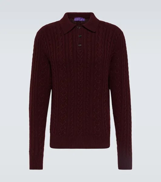 Кашемировый свитер-поло косой вязки Ralph Lauren Purple Label, красный
