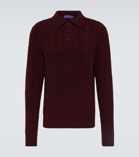 Кашемировый свитер-поло косой вязки Ralph Lauren Purple Label, красный