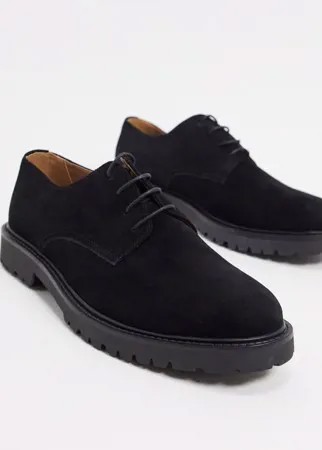 Черные замшевые туфли со шнуровкой на массивной подошве H by Hudson-Черный цвет