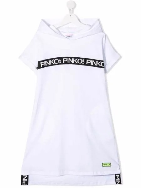 Pinko Kids платье с капюшоном и графичным принтом