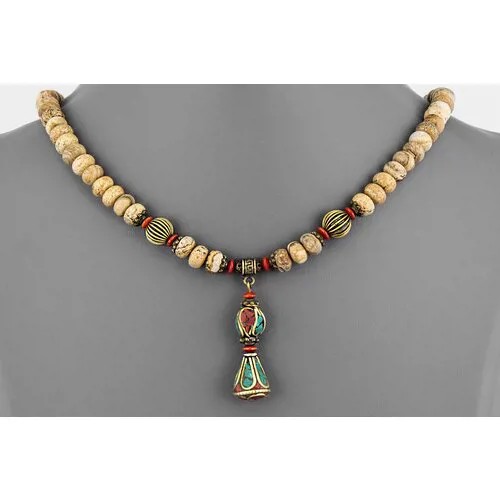 Бусы Minera, коралл, яшма, длина 47 см