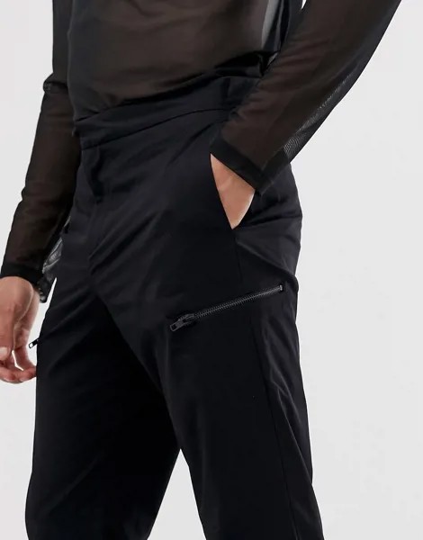 Черные укороченные брюки с молниями Mennace-Черный