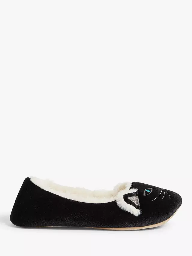 Тапочки John Lewis Cat Ballerina, черный