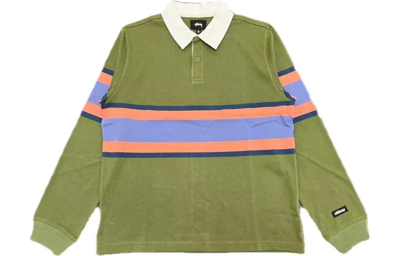 Рубашка поло мужская оливково-зеленая Stussy, оливково-зеленый