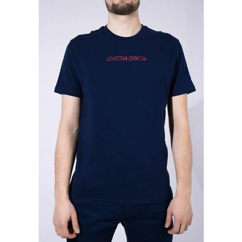 Levi's синяя футболка с надписью Regular Fit T-shirt. Размер M