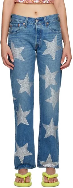 Синие джинсы Levi's Edition со звездами и стразами Collina Strada