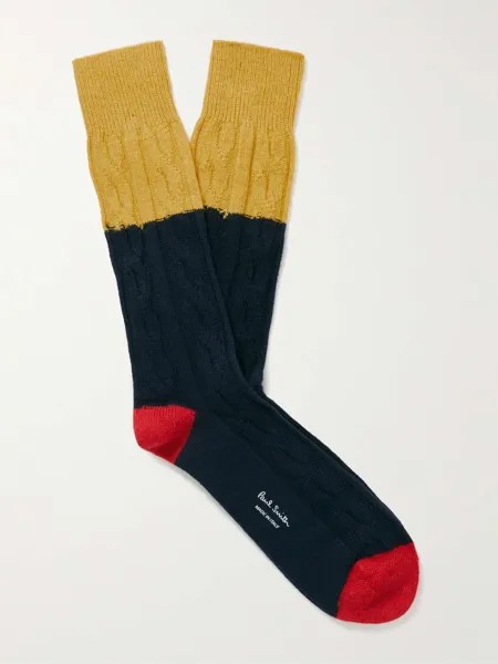 Носки Albert с цветными блоками и вязаной косой вязкой PAUL SMITH, нави