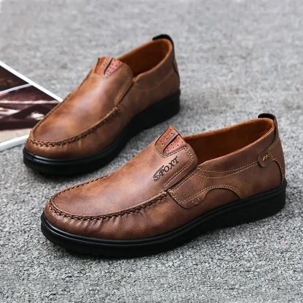 Мужская случайный кожа обувь дышащей комфортно мужчины бездельников бизнес Оксфорд кожа квартиры обувь