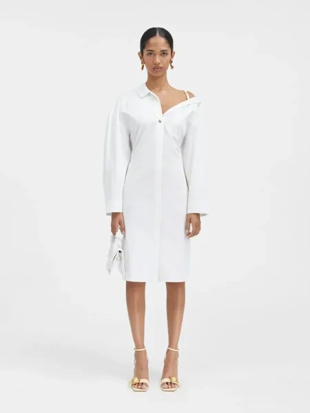 Асимметричное платье-рубашка мини Jacquemus, белый