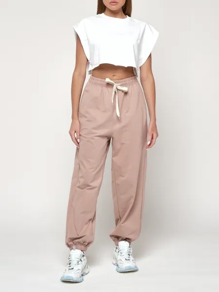 Спортивные брюки женские NoBrand AD1404 бежевые 44 RU