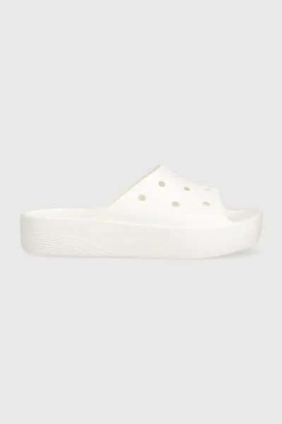 Классические шлепанцы на платформе Crocs, белый