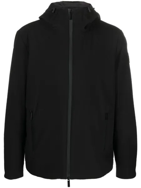 Woolrich куртка на молнии с капюшоном и нашивкой-логотипом, черный