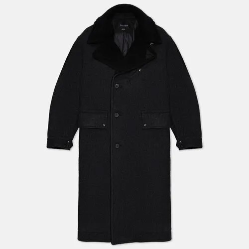 Пальто EASTLOGUE, шерсть, силуэт прямой, карманы, подкладка, размер s, черный