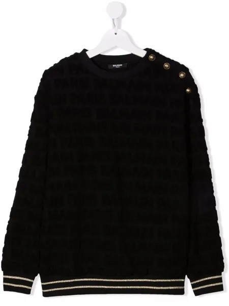 Balmain Kids толстовка с тисненым логотипом