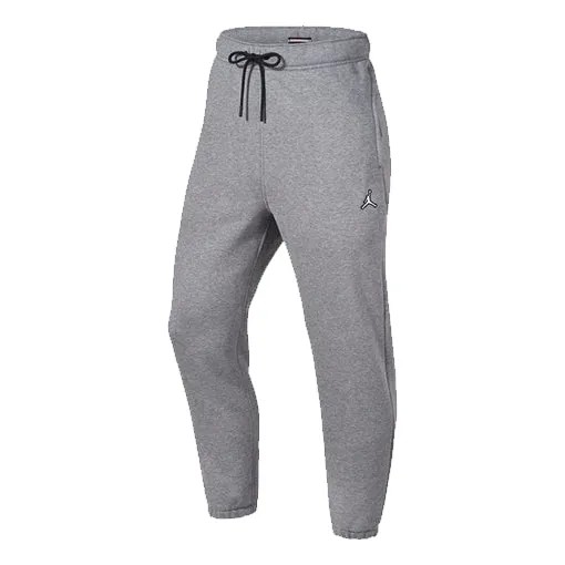 Брюки Air Jordan Logo Embroidered Knit Fleece Lined Bundle Feet Sports Pants 'Grey', серый