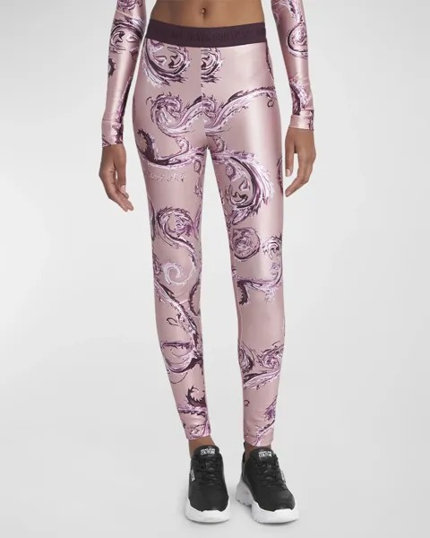 Леггинсы от кутюр с акварелью Versace Jeans Couture, цвет 468 Rose 477 Raspb