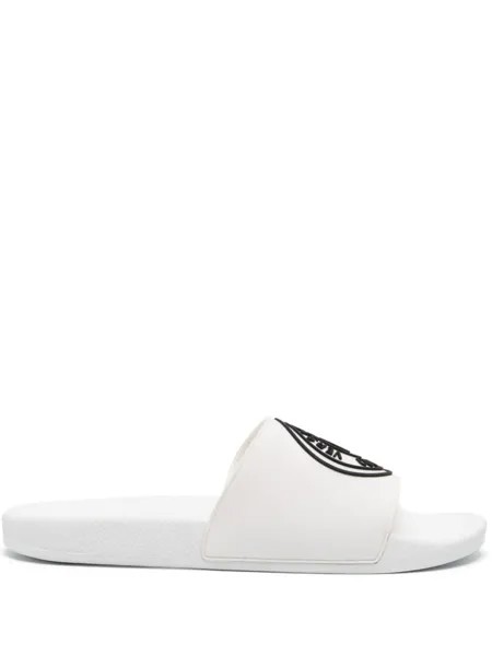 Versace Jeans Couture шлепанцы с тисненым логотипом, белый