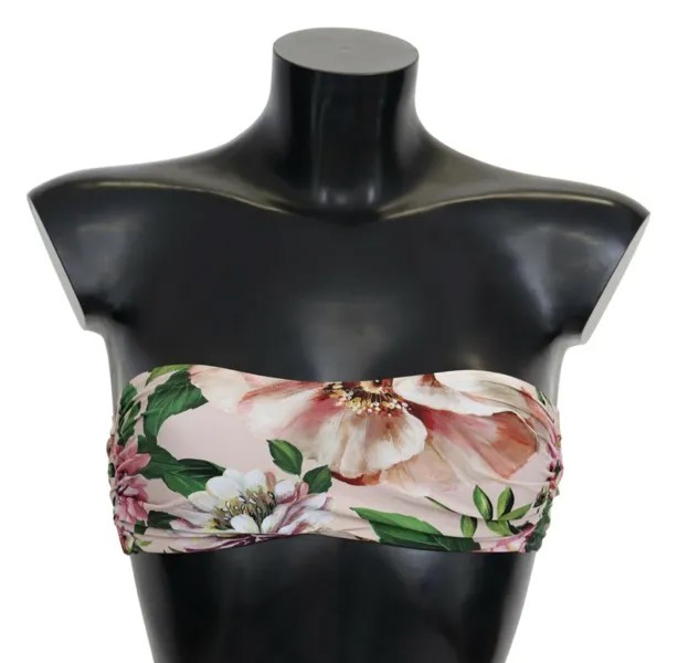 DOLCE - GABBANA Верх бикини Розовый цветочный принт Купальник Пляжная одежда IT2 / S 350 долларов США