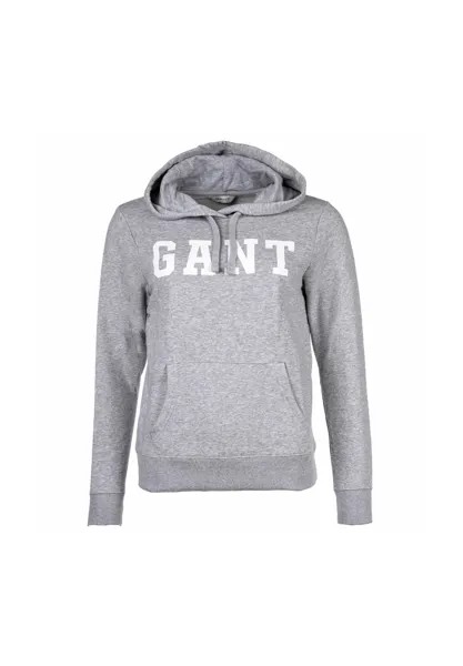 Женская толстовка с капюшоном - REGULAR GRAPHIC HOODIE, толстовка с капюшоном, логотип GANT, серый