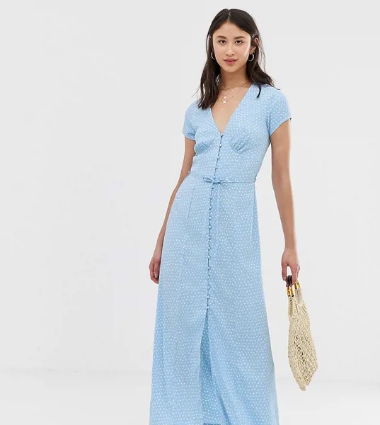 Чайное платье макси в горошек Vero Moda Tall-Синий