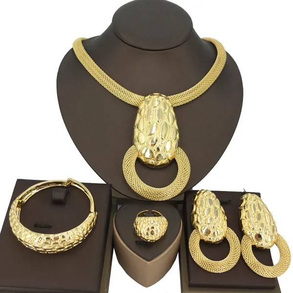 Yuminglai новейшие итальянские 18k позолоченные высококачественные женские модные ожерелья Африканский костюм большой Дубай ювелирные наборы ...