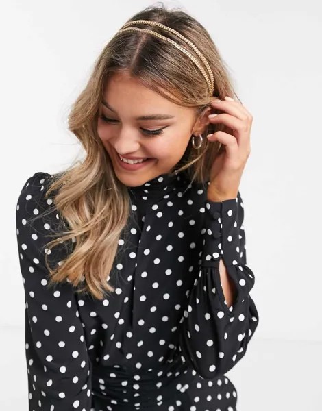 Золотистый ободок с цепочкой ASOS DESIGN-Золотой
