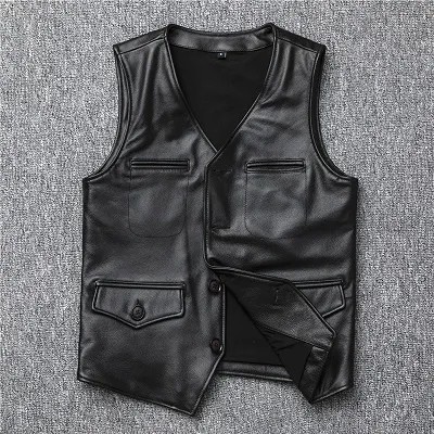 Vest.100% Бесплатная доставка. Распродажа. Модное пальто из натуральной воловьей кожи. Облегающая кожаная куртка. Короткий жилет в винтажном стиле