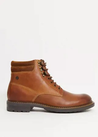 Светло-коричневые кожаные ботинки на шнуровке Base London-Коричневый