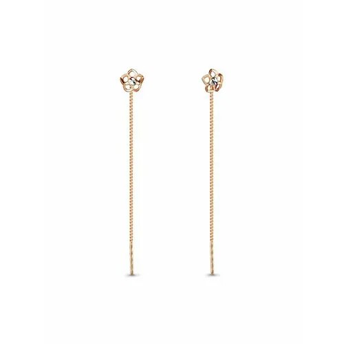 Серьги цепочки GOLD CENTER, красное золото, 585 проба, золотой