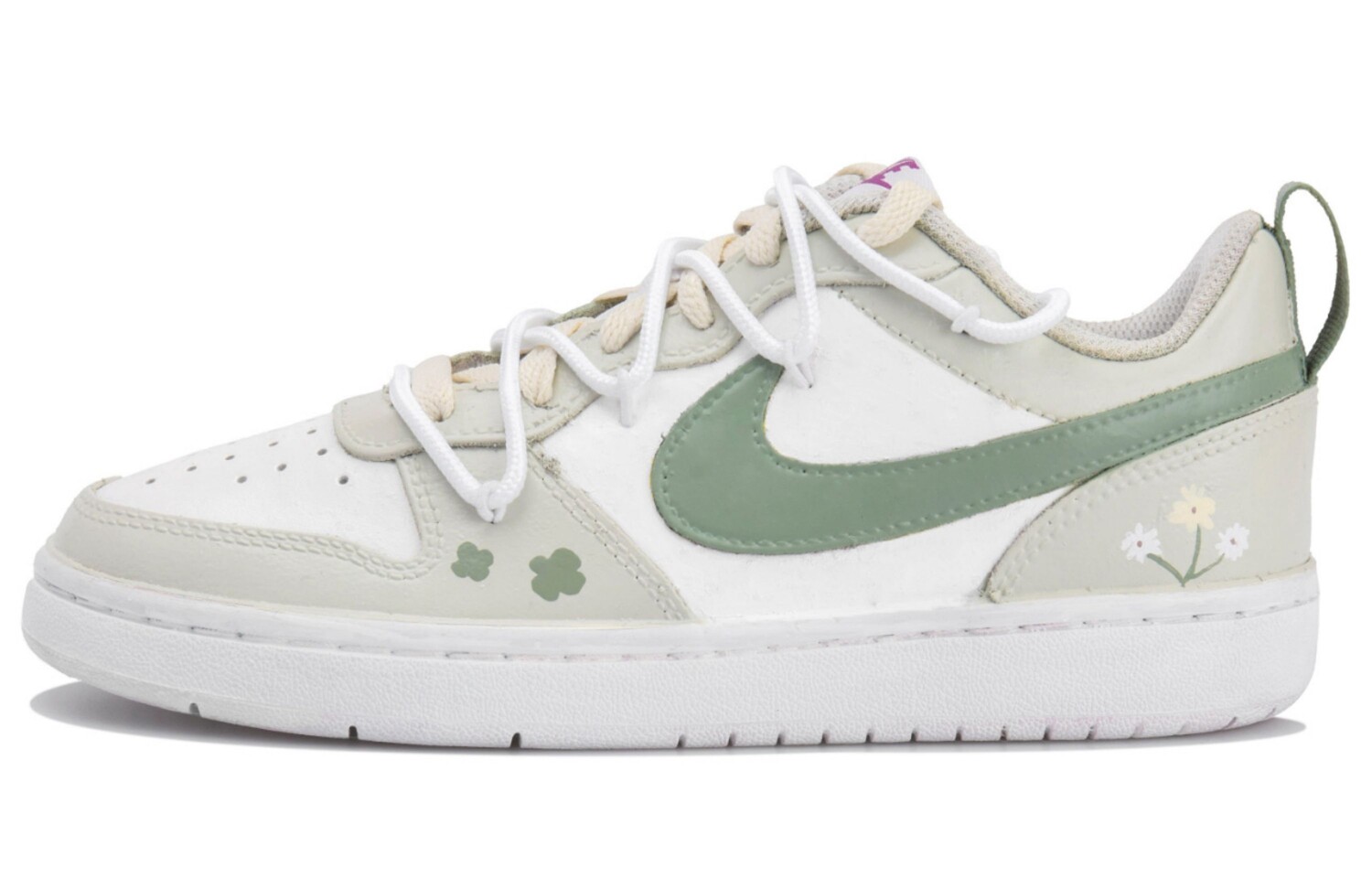 Кроссовки Nike Court Borough Skateboarding Shoes Women's Low-top White/green, зеленый