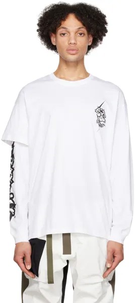 Белая многослойная футболка с длинным рукавом ACRONYM