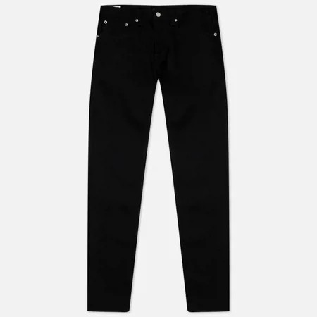 Мужские джинсы Edwin Slim Tapered Kaihara Black Stretch Denim Green x White Selvage 12.5 Oz, цвет чёрный, размер 28/32