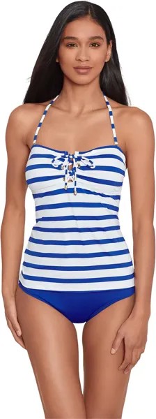 Топ бандини в полоску с кружевом спереди LAUREN Ralph Lauren, цвет Royal Blue/White