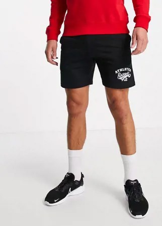 Черные трикотажные шорты с логотипом Russell Athletic-Черный цвет