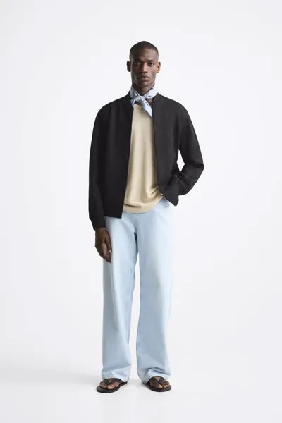 Куртка-бомбер из искусственной замши ZARA, черный