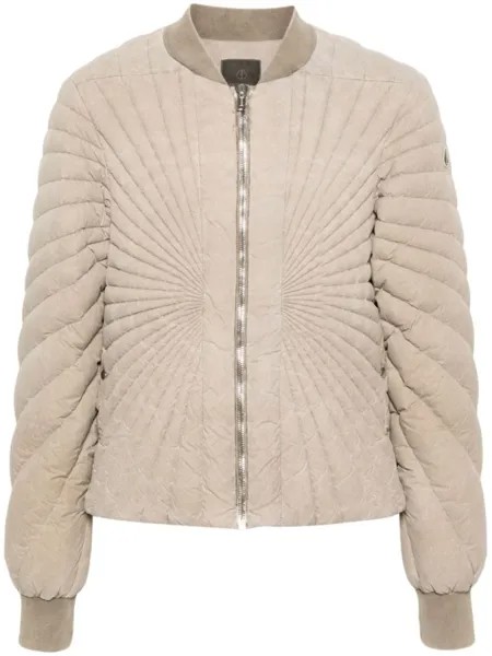 Moncler стеганый бомбер Radiance Flight из коллаборации с Rick Owens, нейтральный цвет