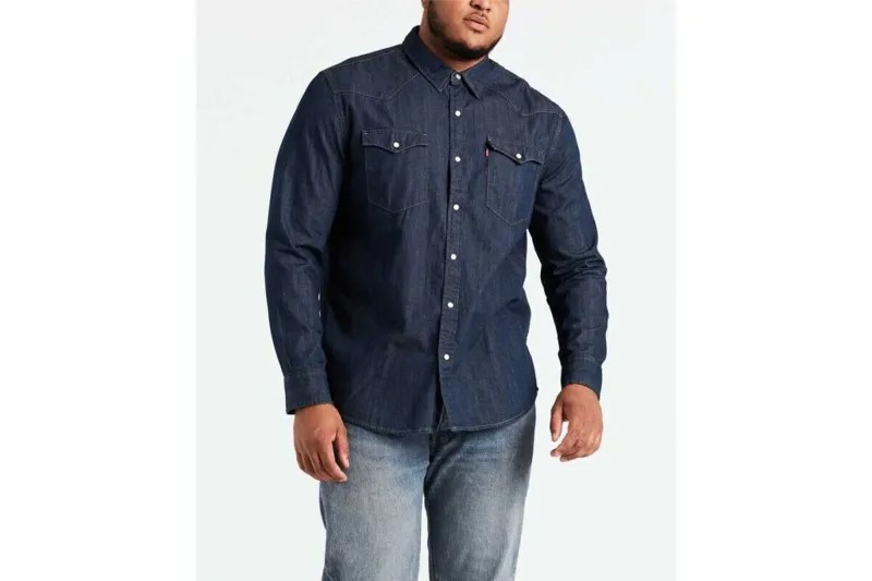 Рубашка Levis Big and Tall Classic Western с длинным рукавом темно-синяя 5747000000