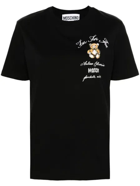 Moschino футболка с принтом плюшевого мишки, черный
