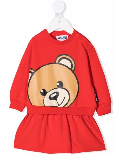 Moschino Kids платье-толстовка с принтом Teddy Bear