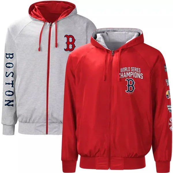 Мужская спортивная куртка Carl Banks Red/Gray Boston Red Sox Southpaw двусторонняя куртка реглан с капюшоном и молнией во всю длину G-III