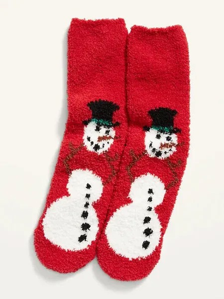 NWT Old Navy Red Snowman Frosty T-Rex Синель Нечеткие уютные носки для мужчин НОВЫЕ