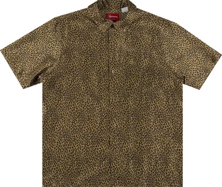 Рубашка Supreme Leopard Silk Short-Sleeve Shirt 'Tan', загар