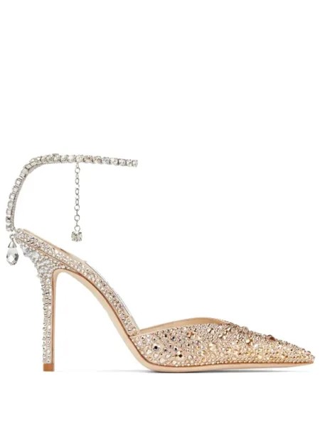 Jimmy Choo туфли Saeda 100 с кристаллами, золотистый