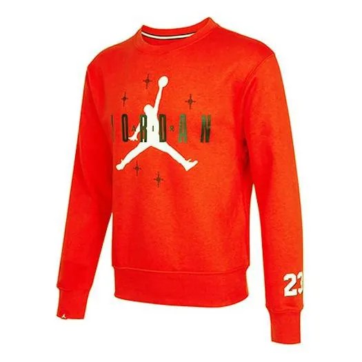 Толстовка Men's Air Jordan Logo Alphabet Printing Fleece Lined Round Neck Pullover Red, красный
