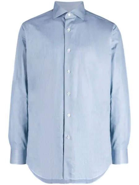 Brioni рубашка со срезанным воротником, синий