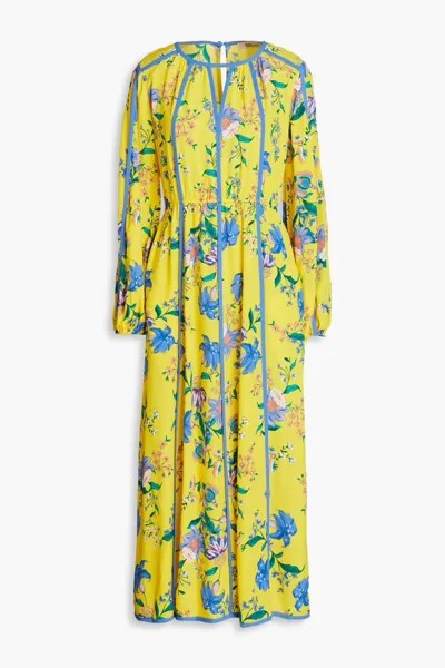 Платье миди Scott из крепа с цветочным принтом Diane Von Furstenberg, желтый