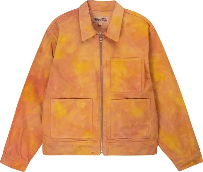 Куртка Stussy Wonderland Hand-Dyed Work Jacket 'Yellow/Pink', разноцветный